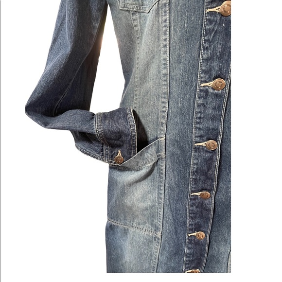 HENNES midi denim long sleeve button up dress 8 EUC - Picture 2 of 9